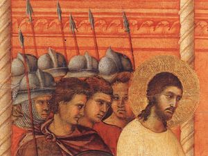 Duccio Di Buoninsegna - Christ Before Pilate Again (detail)