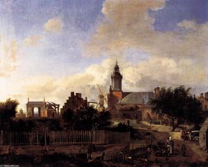 Jan Van Der Heyden - Amsterdam: Street before Haarlem Tower