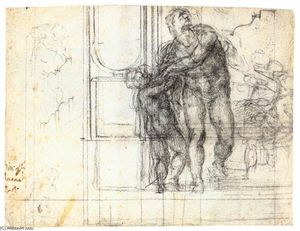 Michelangelo Buonarroti - Aeneas with a Boy (recto)