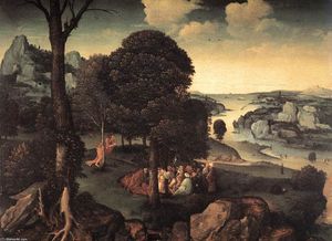 Joachim Patenier - Landscape with St John the Baptist Preaching