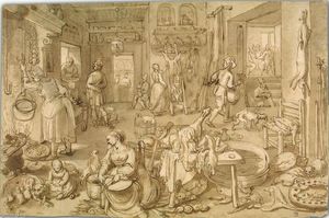 Pieter Cornelisz Van Rijck - Kitchen Scene with the Supper at Emmaus