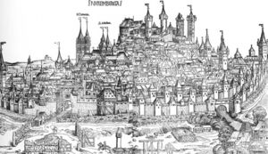 Hartmann Schedel - Nuremberg Chronicle, Page 100: View of the city of Nuremberg