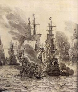 Willem Van De Velde The Elder - The Battle of Livorno (detail)