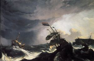 Ludolf Backhuysen - Ships in Distress in a Raging Storm
