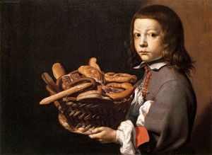 Evaristo Baschenis - Boy with a Basket of Bread