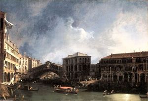 Giovanni Antonio Canal (Canaletto) - The Grand Canal near the Ponte di Rialto