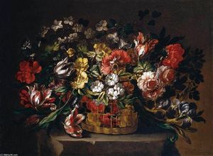 Gabriel De La Corte - Flowers in a Basket