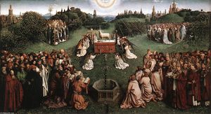 Jan Van Eyck - The Ghent Altarpiece: Adoration of the Lamb - (buy oil painting reproductions)