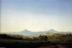 Caspar David Friedrich - Bohemian Landscape with Mount Milleschauer