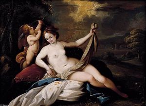 Giuseppe Nuvolone - Venus and Cupid in a Landscape