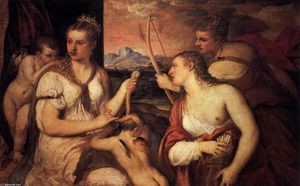 Tiziano Vecellio (Titian) - Venus Blindfolding Cupid