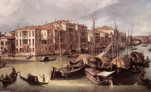 Giovanni Antonio Canal (Canaletto) - Grand Canal: Looking North-East toward the Rialto Bridge (detail)