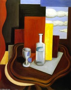 Roger De La Fresnaye - Louis-Philipe Table with a Bottle and Glass
