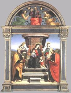 Raphael (Raffaello Sanzio Da Urbino) - Madonna and Child Enthroned with Saints