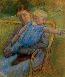 Mary Stevenson Cassatt - Mathilde Holding a Baby Who Reaches out to the Right