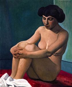 Felix Vallotton - Nude Young Woman, Seated on a Red Rug