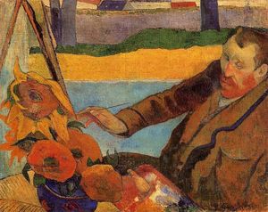 Paul Gauguin - Portrait of Vincent van Gogh Painting Sunflowers (also known as Villa Rotunda by Emma Ciardi)