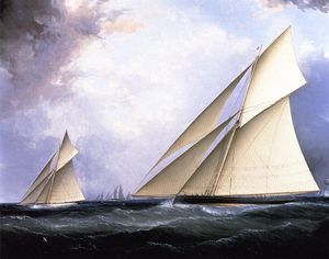 James Edward Buttersworth - -Puritan- and -Genesta-, America-s Cup 1885