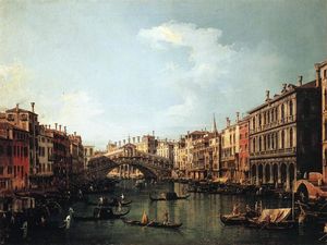 Giovanni Antonio Canal (Canaletto) - Rialto Bridge from the South