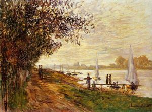 Claude Monet - The Riverbank at Le Petit-Gennevilliers, Sunset