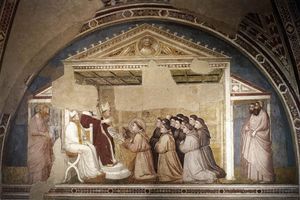 Giotto Di Bondone - Scenes from the Life of Saint Francis: 5. Confirmation of the Rule (Bardi Chapel, Santa Croce, Florence)
