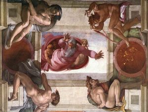 Michelangelo Buonarroti - Separation of the Earth from the Waters (with ignudi and medallions)