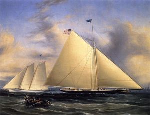 James Edward Buttersworth - The Sloop -Maria- Racing the Schooner Yacht -America,- May 1851