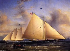 James Edward Buttersworth - The Sloop Maria-- Racing the Schooner Yacht --America,-- May 1851--