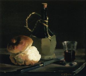 Charles Ethan Porter - Still Life with Bread and Wine Bottle