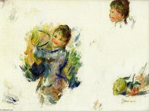 Pierre-Auguste Renoir - -Study for Girls playing with a Shuttlecock----