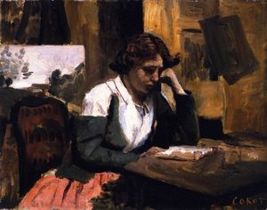 Jean Baptiste Camille Corot - Study, Young Woman Reading