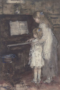 Jacob Henricus Maris - Two Girls, Daughters of the Artist at the Piano