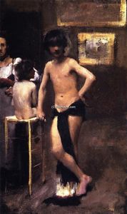 John Singer Sargent - Two Nude Boys and a Woman in a Studio Interior