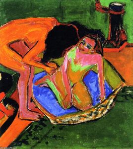 Ernst Ludwig Kirchner - Two Nudes with Bathtub and Oven