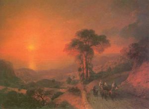 Ivan Aivazovsky - View of the Sea from the Mountains at Sunset. Crimea.