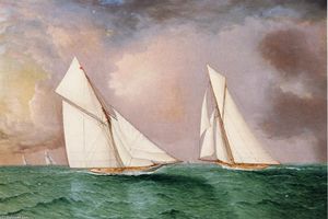James Edward Buttersworth - -Vigilant- and -Valkyrie II- in the 1893 America-s Cup Race