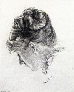 Marie Bracqemond - Woman's Head from the Right