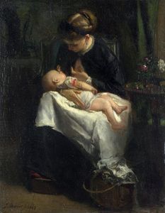 Jacob Henricus Maris - A Young Woman nursing a Baby