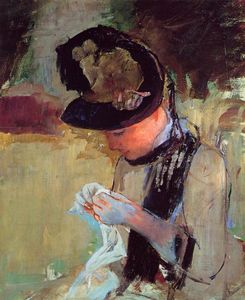 Mary Stevenson Cassatt - Young Woman Sewing in the Garden