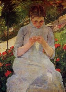 Mary Stevenson Cassatt - Young Woman Sewing in a Garden