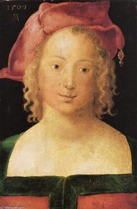 Albrecht Durer - Face a young girl with red beret