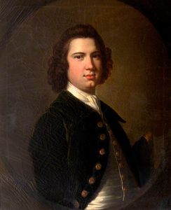 Thomas Hudson - Portrait Of An Unknown Young Man In A Bottle-green Jacket Holding A Tricorn Hat