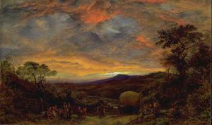 John Linnell - Harvest Home, Sunset - The Last Load