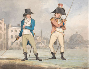John Sell Cotman - Caricature Of Two Men With Drawn Swords