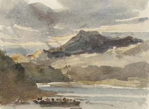 Peter De Wint - A Study For 'the Ferry' - Snowdon From Llyn Padarn, North Wales