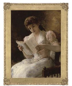 William Oliver - Portrait Of A Lady, Seated Three-quarter-length, Reading A Book