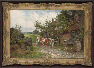 Henry Hillier Parker - A Farmyard Discussion