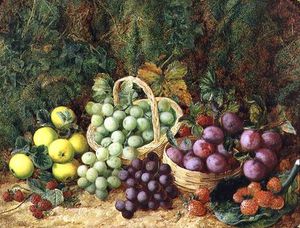 George Clare - Still Life With Apples And Baskets Of Grapes And Plums