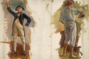 Algernon Talmage - Sketches Of Two Figures For -the Founding Of Australia-
