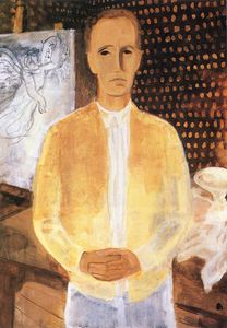 Aurel Bernath - Self-portrait In A Yellow Coat